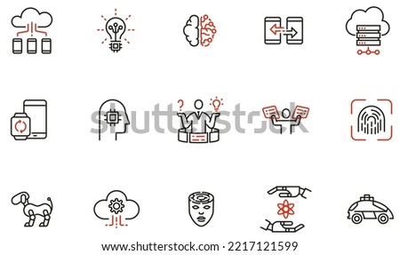 Vector Set of Linear Icons Related to Technology Automation and Implementation Digital Tools. Mono Line Pictograms and Infographics Design Elements