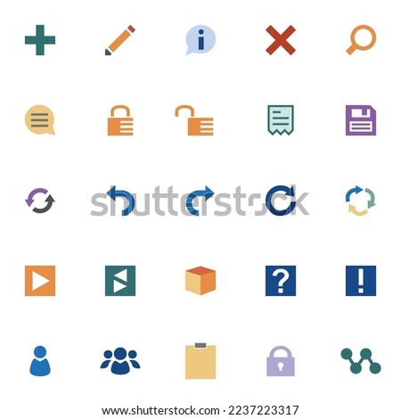 Vector set of linear icons related to functions with documents.
