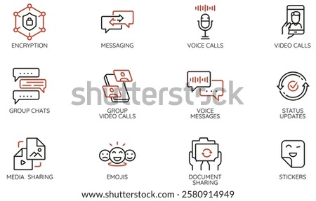 Vector Set of Linear Icons Related to Social Media, Networking, User and Mobile Interaction. Mono line pictograms and infographics design elements - part 1
