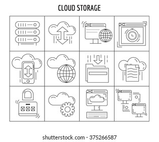 Vector set of linear icons Simple flat design