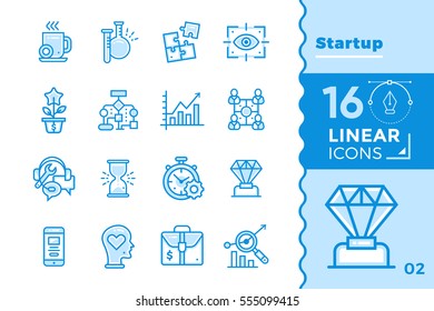 Vector set of linear icons for startup business. High quality modern icons for suitable for banners, mobile apps and presentation 