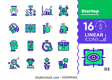 Vector set of linear icons for startup business. High quality modern icons for suitable for banners, mobile apps and presentation 