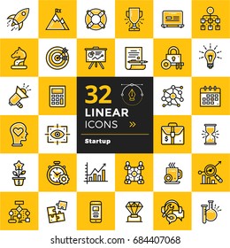 Vector set of linear icons for startup business. High quality modern icons for suitable for print, website and presentation