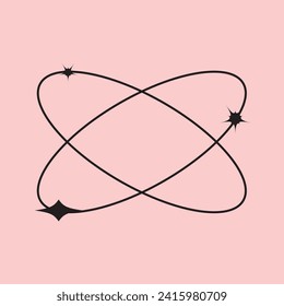 Vector set of linear minimalistic aesthetic frames and borders with stars. Round, oval and arch modern geometric shapes with sparkles for social media, decoration, logo design templates, layouts