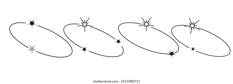 Vector set of linear minimalistic aesthetic frames and borders with stars. Round, oval and arch modern geometric shapes with sparkles for social media, decoration, logo design templates, layouts