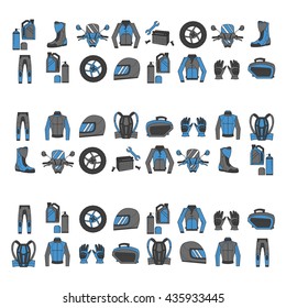 Vector set of linear motorcycle icons