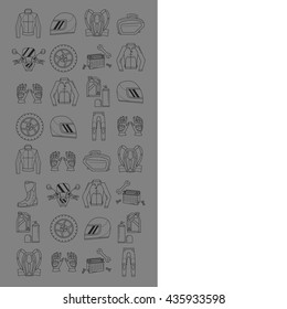 Vector set of linear motorcycle icons