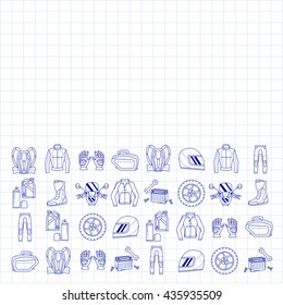 Vector set of linear motorcycle icons