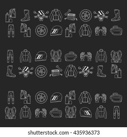 Vector set of linear motorcycle icons