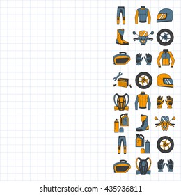 Vector set of linear motorcycle icons