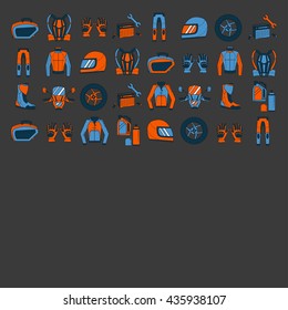 Vector set of linear motorcycle icons
