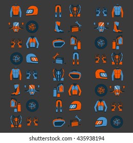 Vector set of linear motorcycle icons