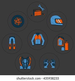 Vector set of linear motorcycle icons