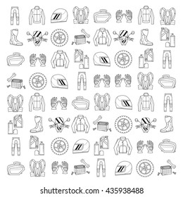 Vector set of linear motorcycle icons