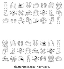 Vector set of linear motorcycle icons