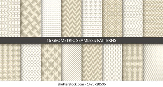 Vector set of linear ornamental seamless patterns. Collection of geometric luxury modern patterns. Patterns added to the swatch panel.