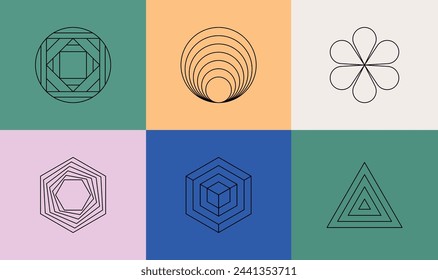Vector Set of Linear Symbols Related to Geometric Minimalist Linear Design Elements. Mysterious Signs  - part 2