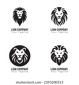 Vector set of lion logo simple and minimalist. The Lion Logo Set is a regal collection that encapsulates the majesty, strength, and timeless appeal of the lion. 