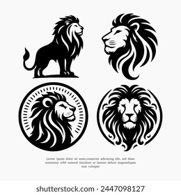 vector set of lion silhouette logo