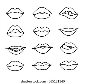 lips clipart black and white