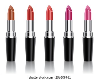 Vector set of lipsticks isolated on white