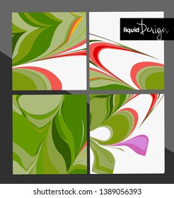  vector set liquid background four cards 
