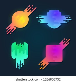 vector set of liquid gradient abstract retro futuristic fluid shapes template elements for minimal flat logo label icon color colour line pink flow isolated colourful abstract yellow colorful digital