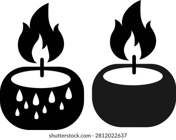 Vector set of lit candle silhouettes for ceremony, meditation and romantic ambience decorative black silhouette icons