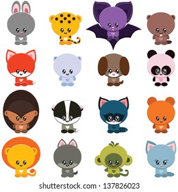 Vector set of little cute animals