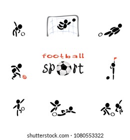 vector set of little men with ball / sports game of football