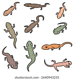 vector set of lizards cartoon
