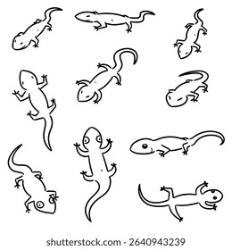 vector set of lizards cartoon