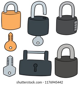 vector set of lock and key