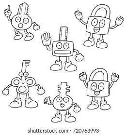 vector set of lock and key