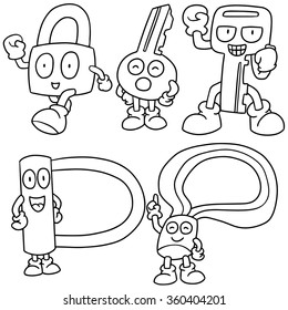 vector set of lock and key cartoon