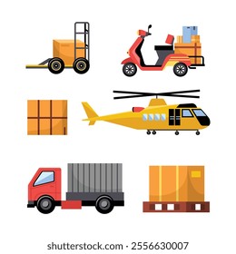 Vector Set of Logistics Illustration for Shipping and Transportation Design
