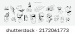 Vector set of logo with antique sculptures. Vector illustration with classical Sculpture for card poster T-Shirt or printing. Contemporary hand drawn mythical collection in line design style. Vector
