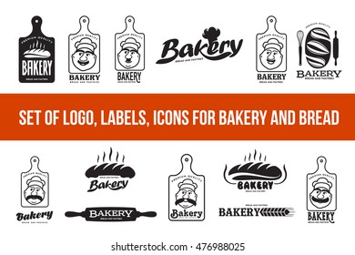 Vector set of logo bakery. Web graphics, banners, advertisements, brochures, business templates. Isolated on a white background