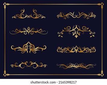 vector set, logo border, gold ornament, vintage decoration