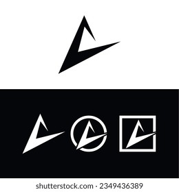 vector, set, A logo, C logo, arrowhead, lightning, triangle, circle, square, frame, black and white