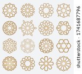 Vector set of logo design templates. Symbols in ornamental arabic style. Ornate decor for invitation, greeting card, wallpaper, background, web page.