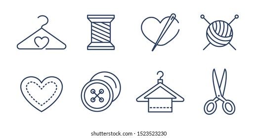 Vector set of logo design templates and icons  in simple linear style - handmade fashion and crafts badges - signs for hand crafted packaging products 
