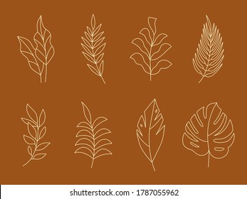 Vector set of logo design templates and monogram concepts in trendy linear style - floral design elements for greeting cards and prints - emblem for fashion, beauty and jewellery industry