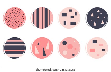 Vector set of logo design templates, icons and badges for social media highlight with abstract geometric shapes
