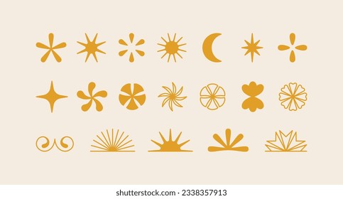 Vector set of logo design templates and graphic elements, organic cosmetic, floral illustration in simple linear hand drawn style, plants and flowers, natural products emblems, for hand crafted 