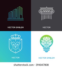 Vector set of logo design templates and emblems - business and finance concepts - investment and global market trading signs and icons
