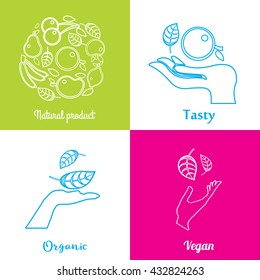 Vector set of logo design templates,  signs for identity, business cards ,advertising and promotion. fruit, organic products