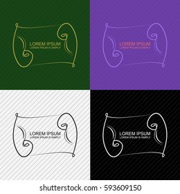 Vector set of logo design templates and monogram frames in trendy linear style with flowers and leaves made with golden foil on black background - luxury products, organic cosmetics packaging designs