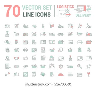Vector set. Logo, icon. Delivery, Logistics. Linear, flat, contour, thin. Web site template, infographic. Concept transportation cargo, parcel delivery.Sign,symbol. Payment, transportation, loading.