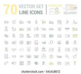 Vector set. Logo, icon. Delivery, Logistics. Linear, flat, contour, thin. Web site template, infographic. Concept transportation cargo, parcel delivery.Sign,symbol. Payment, transportation, loading.
